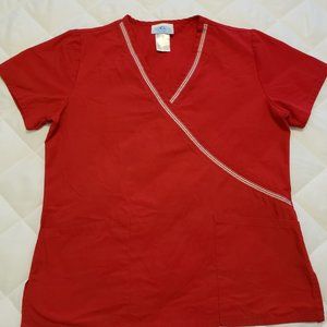 SB Scrub Top Red with white stripes- Small